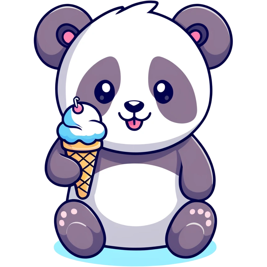 Panda eating ice cream emoji