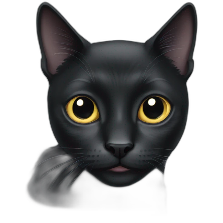 Black cat white empty eyes emoji