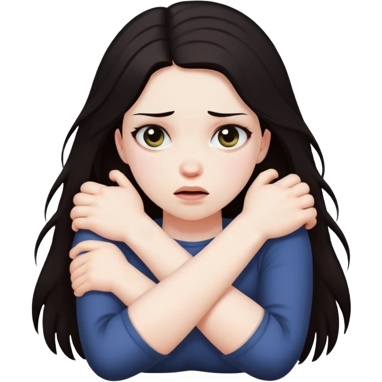 girl with crossed arms strangling herself  emoji