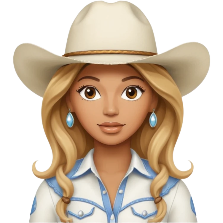 Beyoncé with a white cowgirl hat emoji
