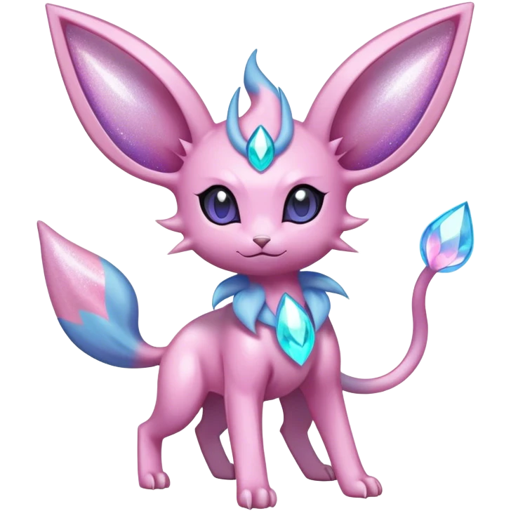 Shiny Cool Sparkly Cute Ethereal Espeon-Sylveon-Nidorino-Fakemon-hybrid-fusion- full body emoji