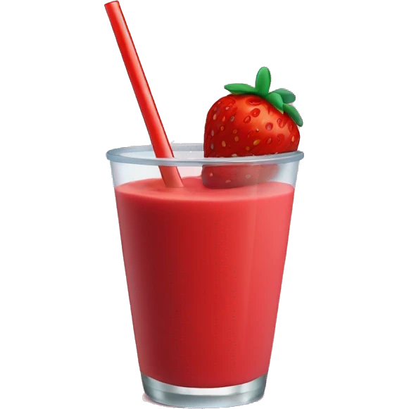 red smoothie with a strawberry on the top emoji