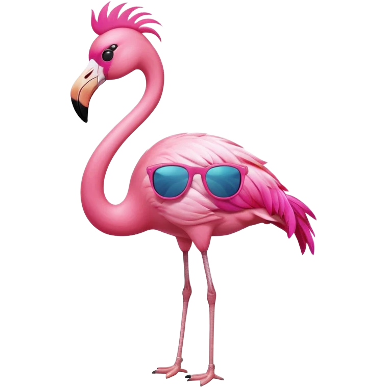 flamingo standing with sunglasses emoji