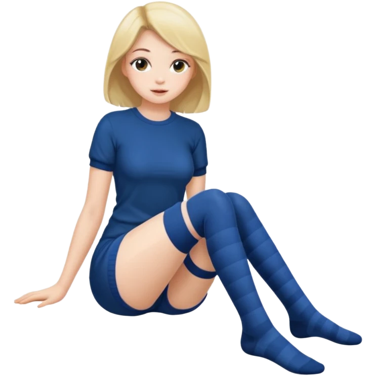 Cute girl thigh high socks sitting legs out, sexy emoji