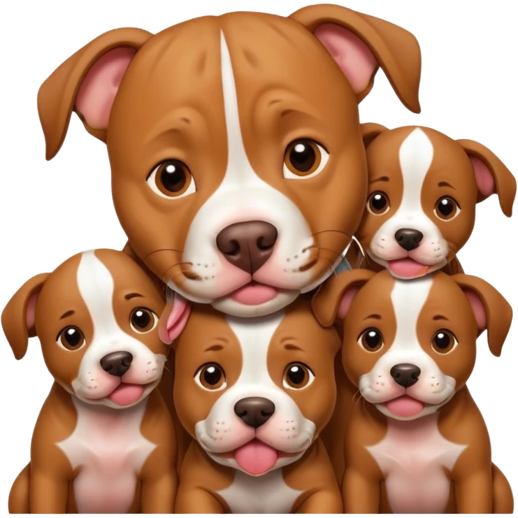 pitbull dog with its puppies emoji