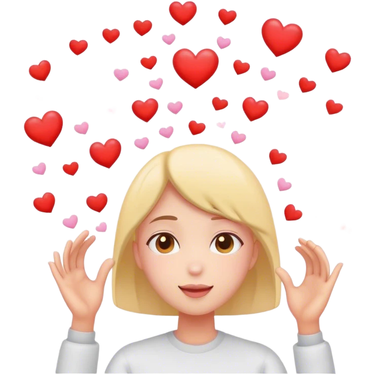 🥺 with love hearts above head emoji
