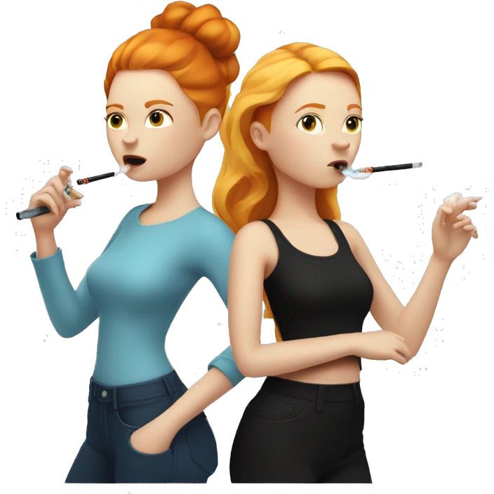 ginger girl vaping and blonde girl vaping  emoji