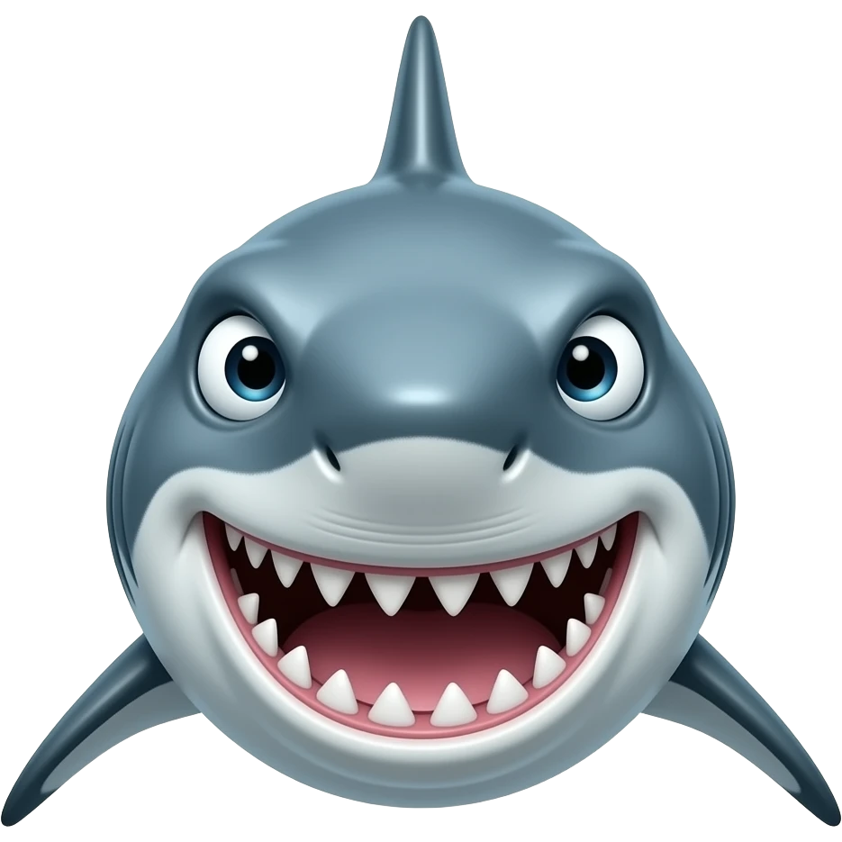 Tubarao agressivo,n tao animado de frente com a boca maior emoji