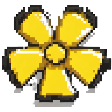 Pixel art radiation hazard warning trefoil symbol in yellow and black emoji