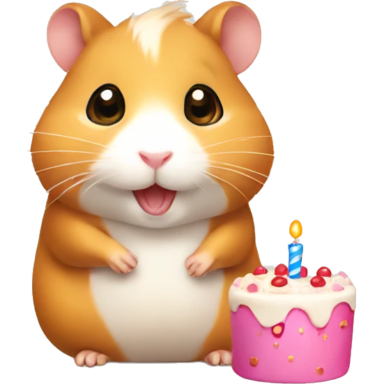 Hamster with a birthday cake  emoji