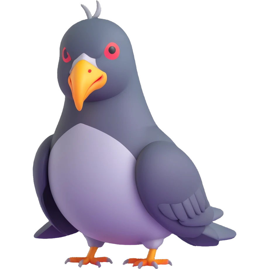 pigeon with angry face emoji
