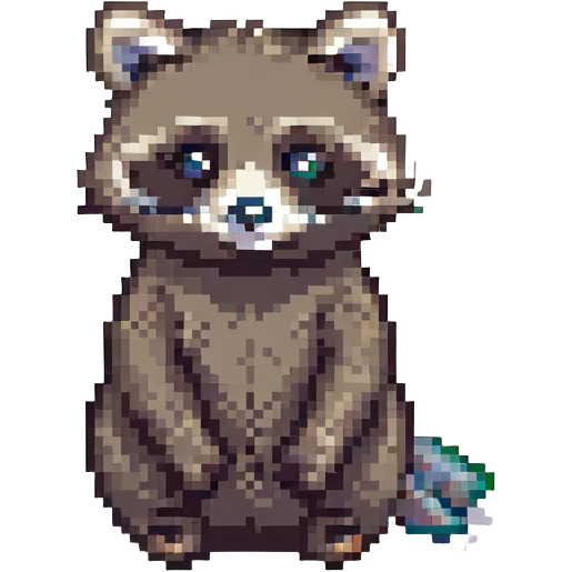 pixel art waschbär (raccoon), simple, cute, 8-bit style emoji
