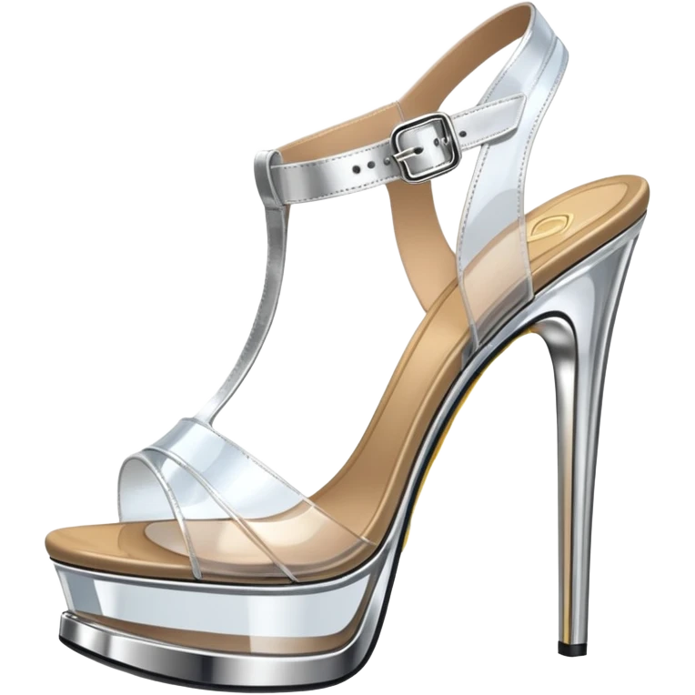 ultra realistic platform clear translucent high heel sandals chrome bottoms emoji