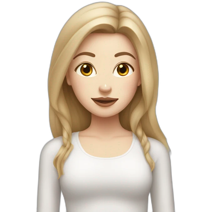 White Girl with straight dark blonde hair with big lips in yoga position emoji
