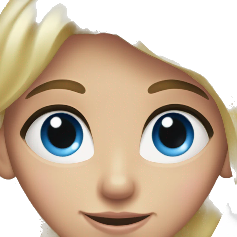 Blonde haired blue eyes wearing pink shirt with thick eyebrows emoji