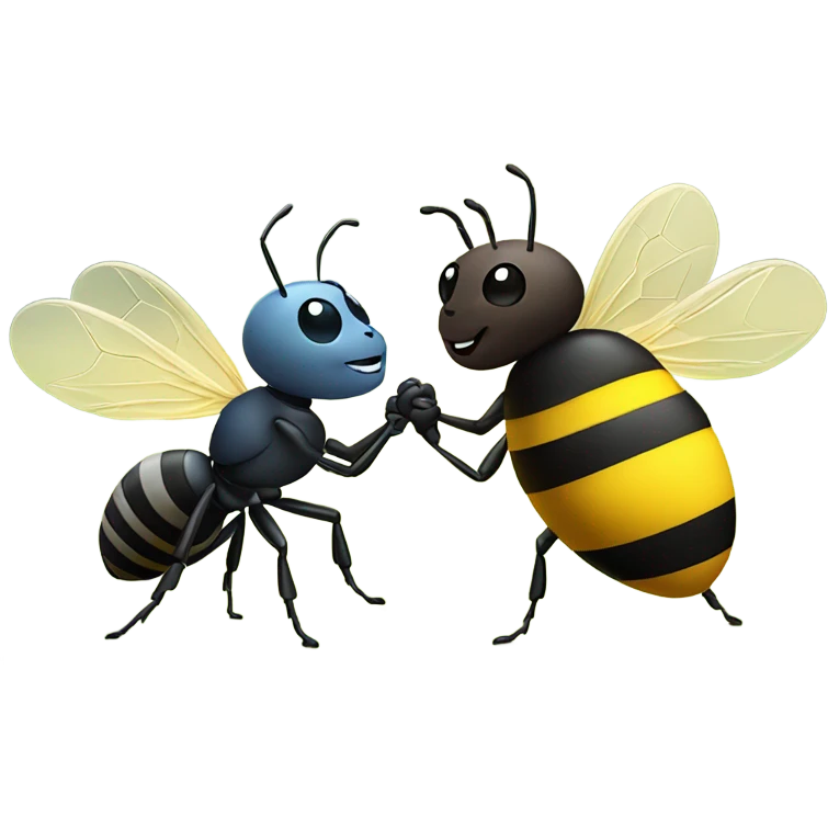 Ant and bumble bee holding hands in the park emoji