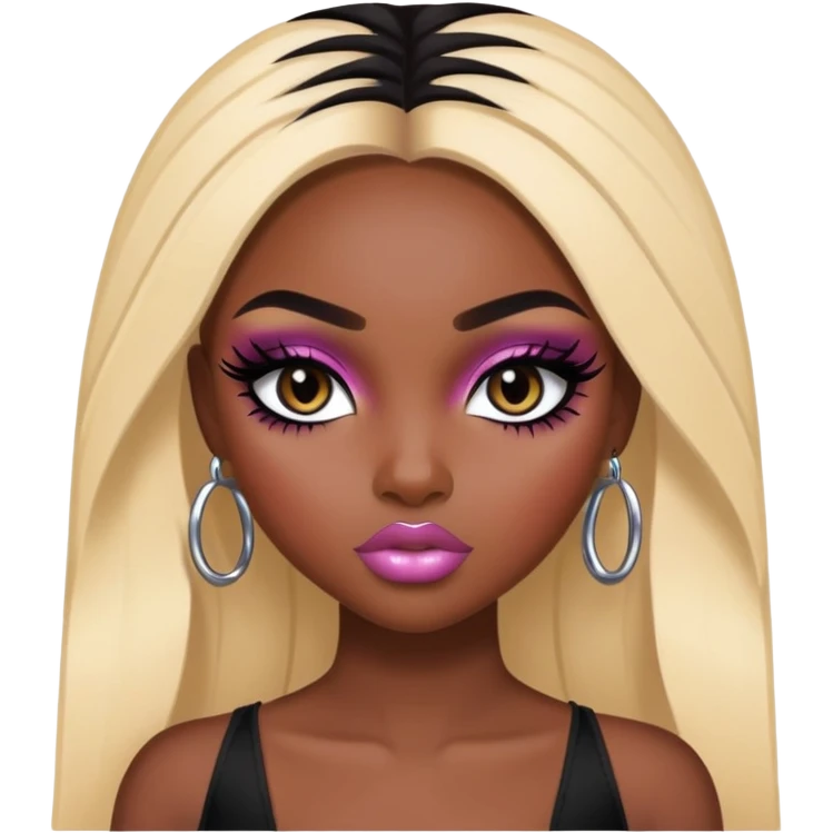 african, pretty makeup, pretty bratz baddie, black eyeliner emoji