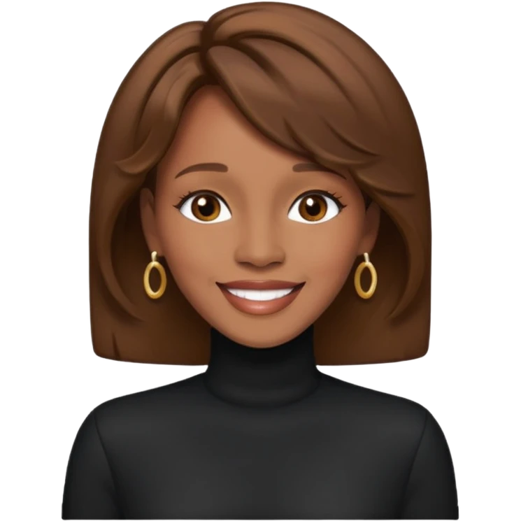 Whitney Houston, brown hair, black outfit emoji