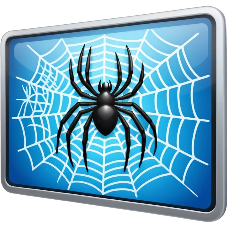 a browser window with code and a spider, web scraping, clear and iconic emoji