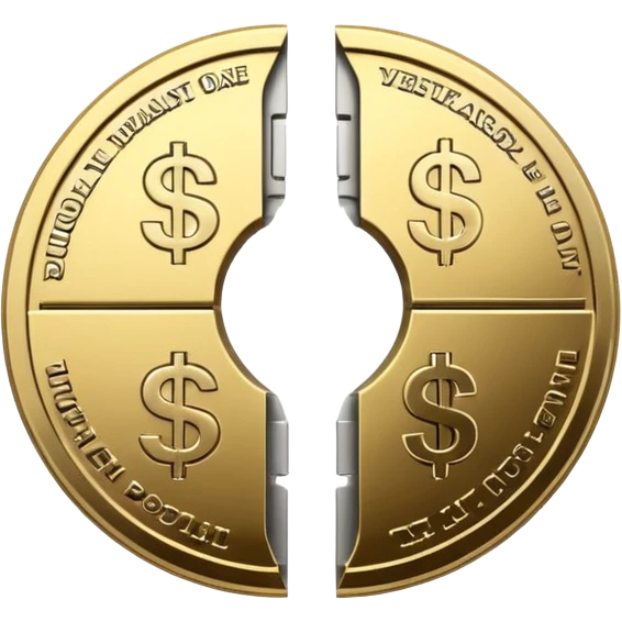 a dollar coin split in half, both halves visible emoji