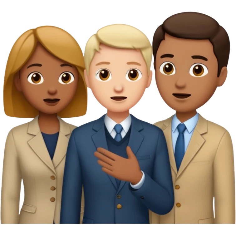 3 personas paradas. conversando debatiendo emoji