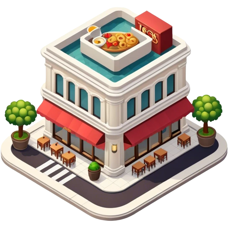 expensive restaurant isometric exterior view emoji