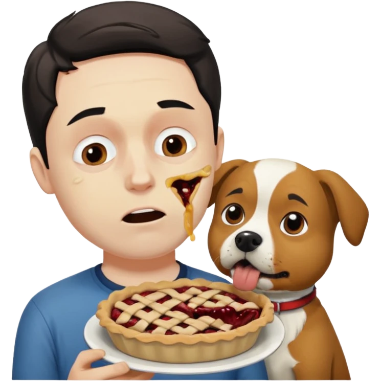 Sad man eats a pie. While i throw his dog at berlin emoji