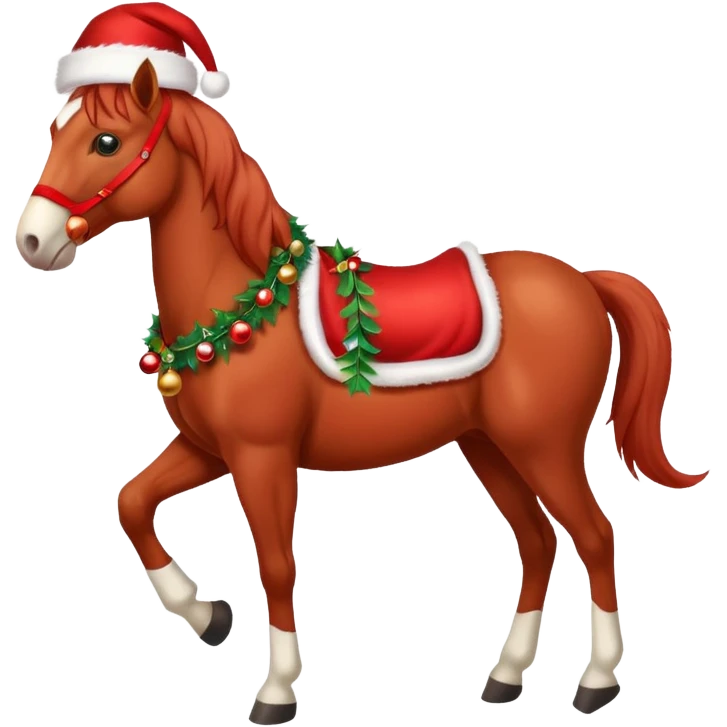 Christmas red horse with a full-length emoji