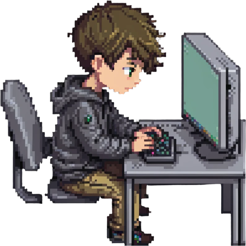 a boy coding on a computer emoji