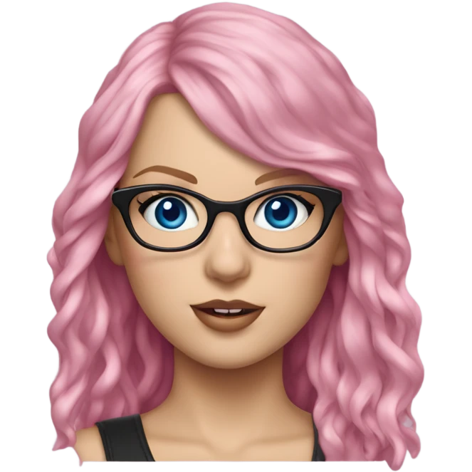 Hyper Realistic Taylor Swift blue eyes and glasses with pink hair  emoji