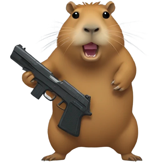 Capybara holding a gun emoji