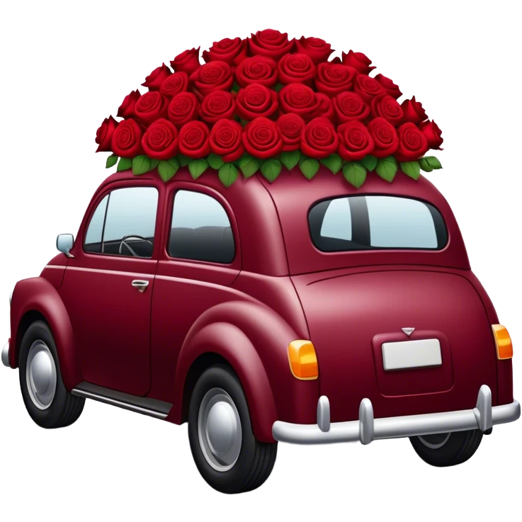 Burgundy car in the trunk many roses emoji