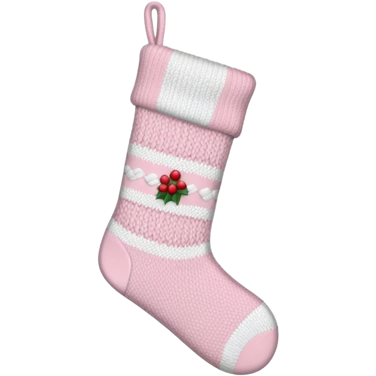 Pale pink knit Christmas stocking  emoji