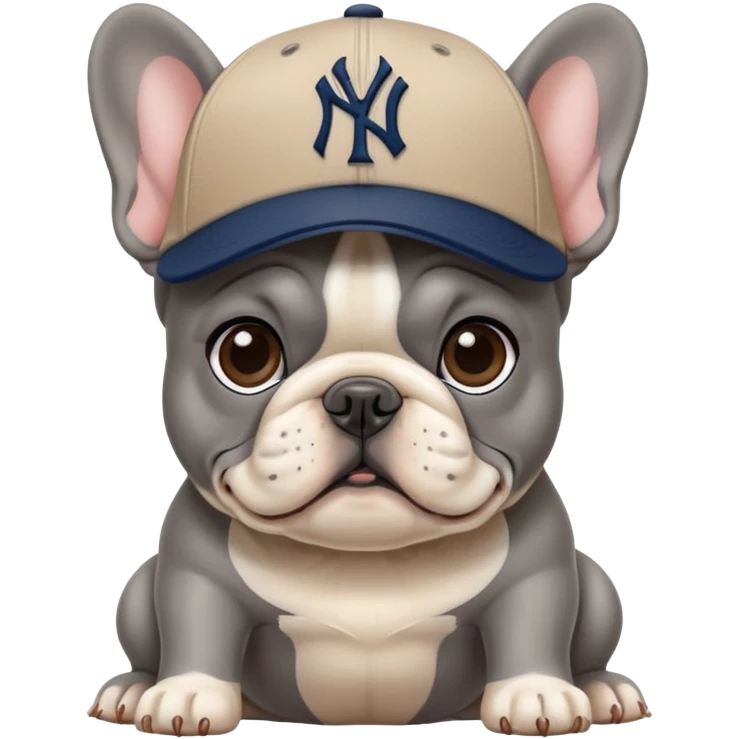 Gray French bulldog with cap New York Yankees  emoji