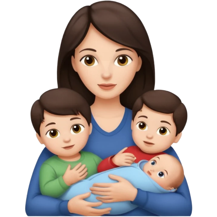 Beautiful Brunette Mother holding a baby and two young sons emoji