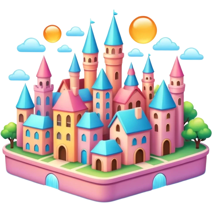 Magical colorful shiny glossy pastel city  emoji
