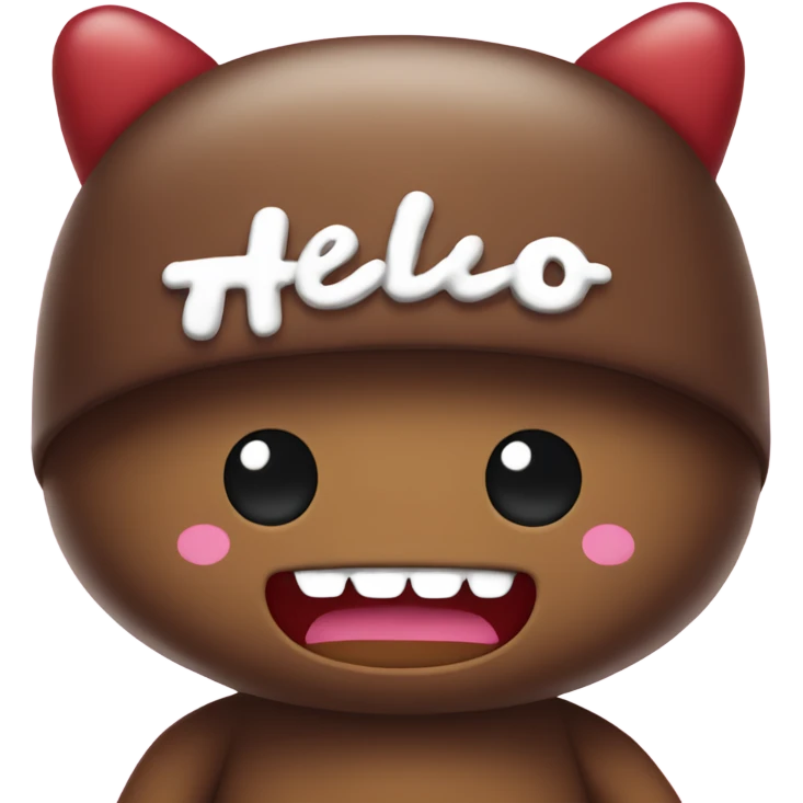 Domo wearing a hello kitty hat emoji