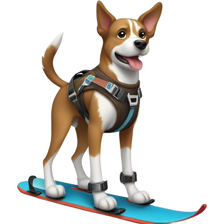 Brown and white dog skiing emoji
