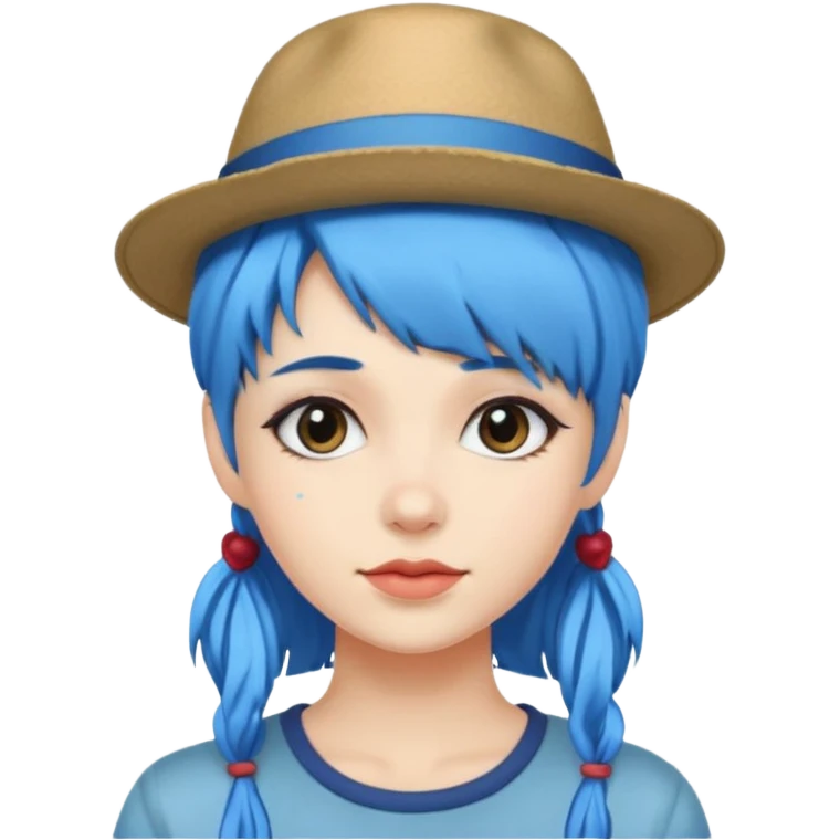 blue haired women with hat emoji