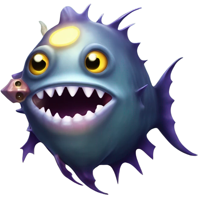 Anglerfish with glowing lure, sharp teeth, and big eyes. emoji