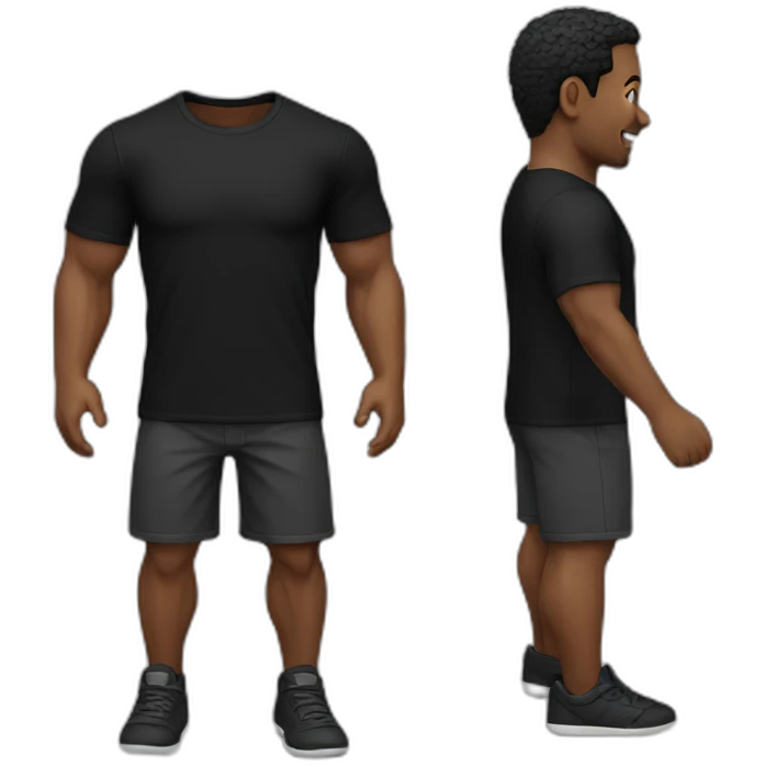 Man black t shirt and short pants emoji