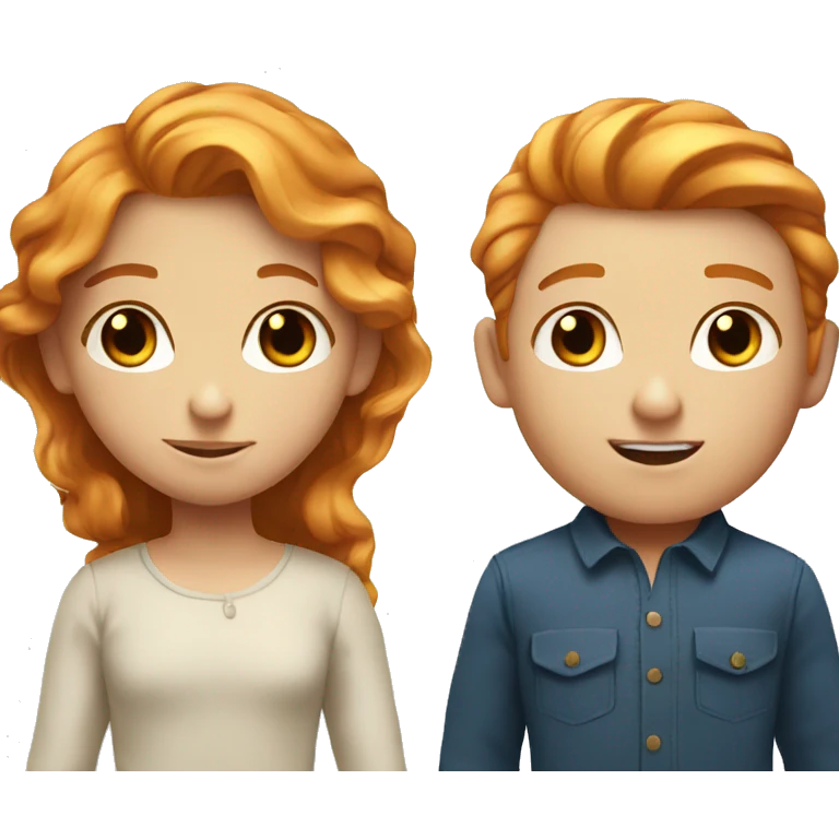 Ginger boy with brown eyes and a blonde girl with blue eyes emoji