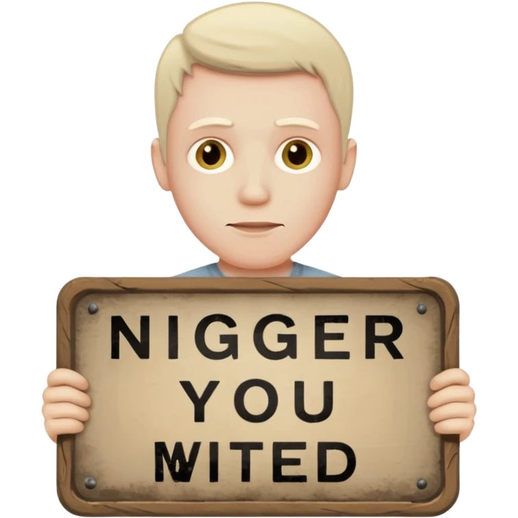 A white man holding a sign that says Nigger emoji