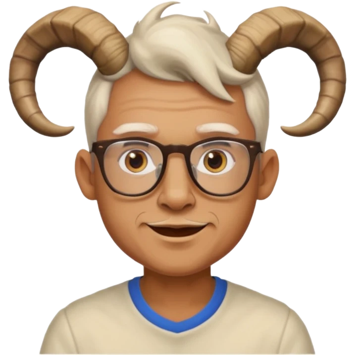 man with goat horn and eyeglasses emoji
