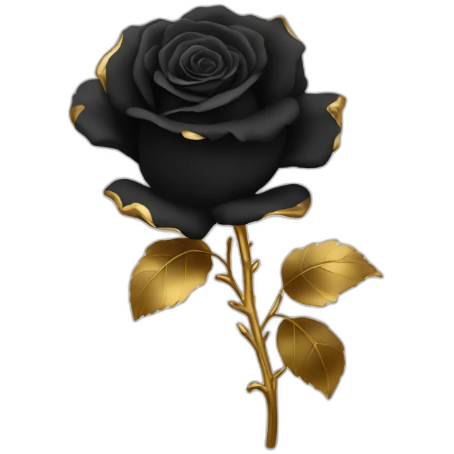 Black rose with gold stem emoji