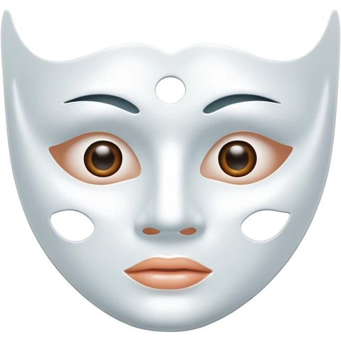 a sheet of white mask pack for face skincare beauty, except on the face, transpalent holes on eyes and mouth emoji