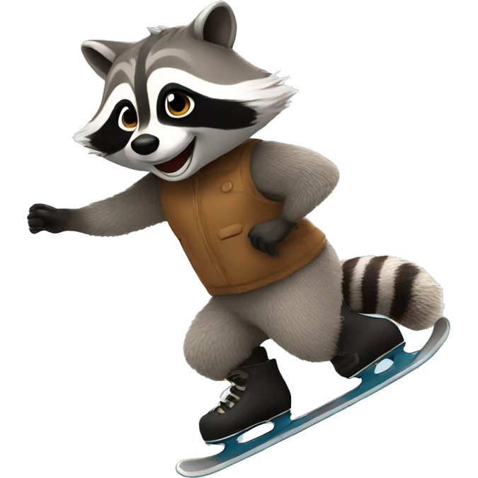RACCOON, Rubber, dancing on ice skates   emoji