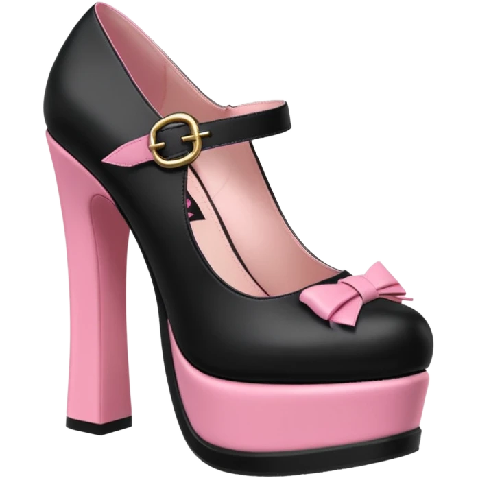 BLACKPINK-inspired gothic shoes, no hearts, black and pink, cute  emoji