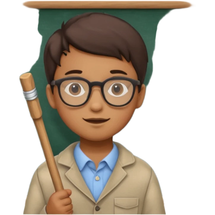 boy teaching with stick near board emoji