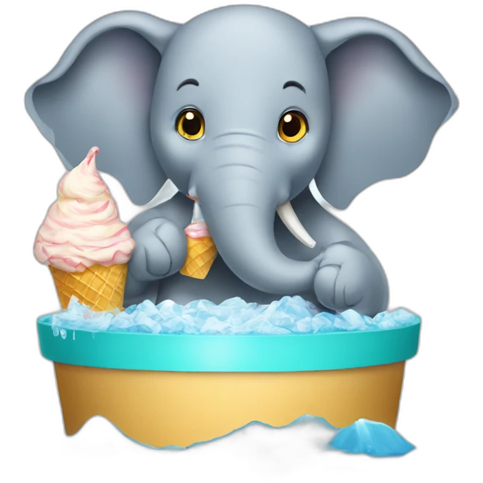 An elephant eating an ice cream while in a swimming poll emoji